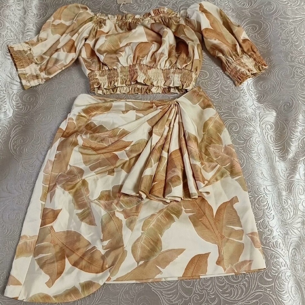 Keepsake The Label Toffee Palm Top And Skirt Set Size S